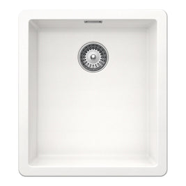 Chiuvetă bucătărie granit compozit Schock Greenwich N-100S Polaris 406x456 mm, montaj pe/sub blat, alb polar