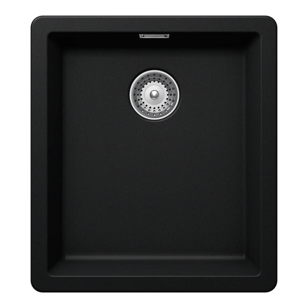Chiuvetă bucătărie granit compozit Schock Greenwich N-100S Puro 406x456 mm, montaj pe/sub blat, negru intens