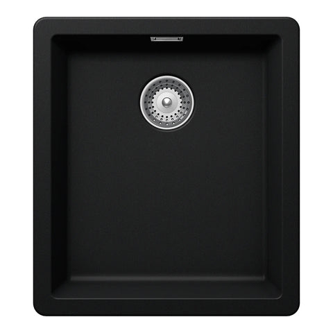 Chiuvetă bucătărie granit compozit Schock Greenwich N-100S Puro 406x456 mm, montaj pe/sub blat, negru intens
