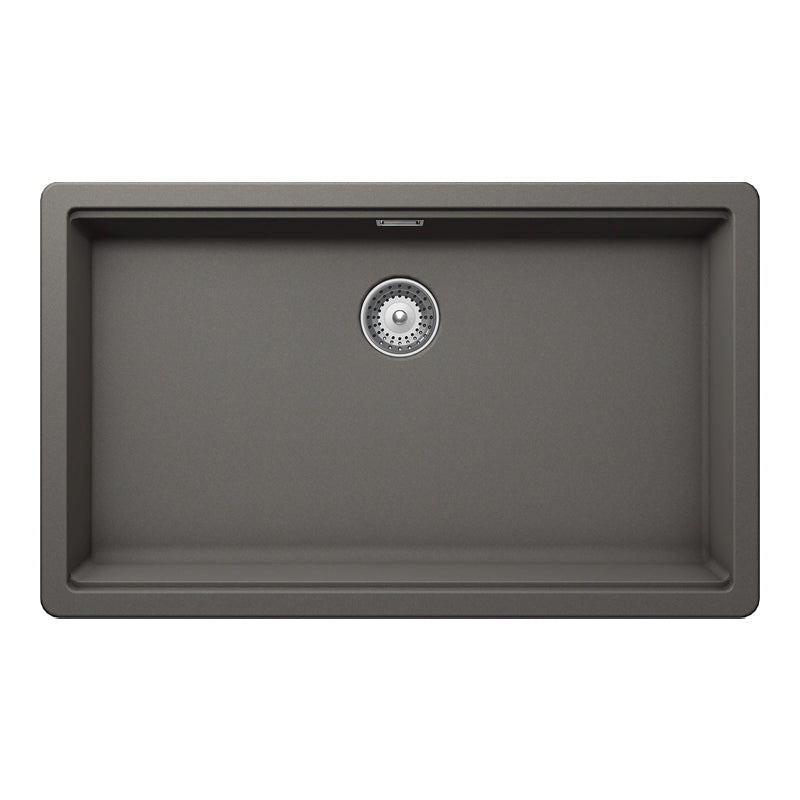 Chiuvetă bucătărie granit compozit Schock Greenwich N-100XL Silverstone 750x456 mm, montaj pe/sub blat, gri închis