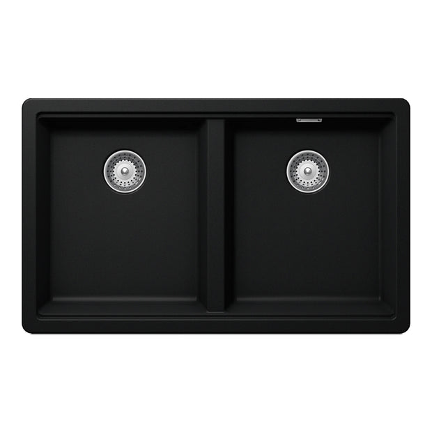 Chiuvetă bucătărie granit compozit Schock Greenwich N-200 Puro 750x455 mm, montaj pe/sub blat, negru intens