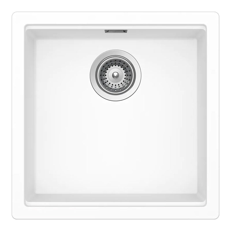 Chiuvetă bucătărie granit compozit Schock Kiruna N-100 Day 456x456 mm, montaj pe/sub blat, alb imaculat