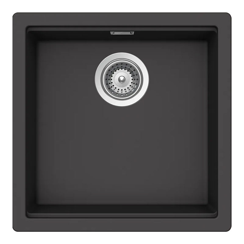 Chiuvetă bucătărie granit compozit Schock Kiruna N-100 Dusk 456x456 mm, montaj pe/sub blat, gri închis mat