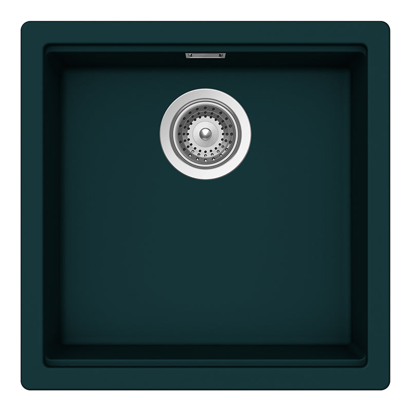 Chiuvetă bucătărie granit compozit Schock Kiruna N-100 Ivy 456x456 mm, montaj pe/sub blat, verde închis intens