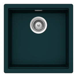 Chiuvetă bucătărie granit compozit Schock Kiruna N-100 Ivy 456x456 mm, montaj pe/sub blat, verde închis intens