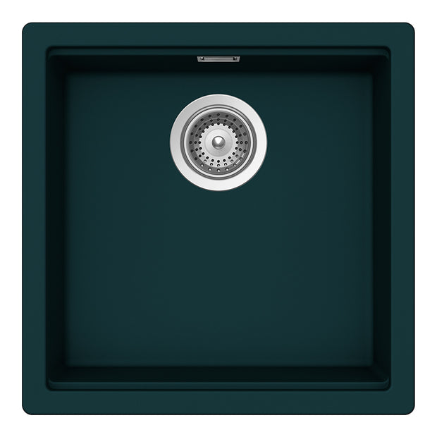 Chiuvetă bucătărie granit compozit Schock Kiruna N-100 Ivy 456x456 mm, montaj pe/sub blat, verde închis intens