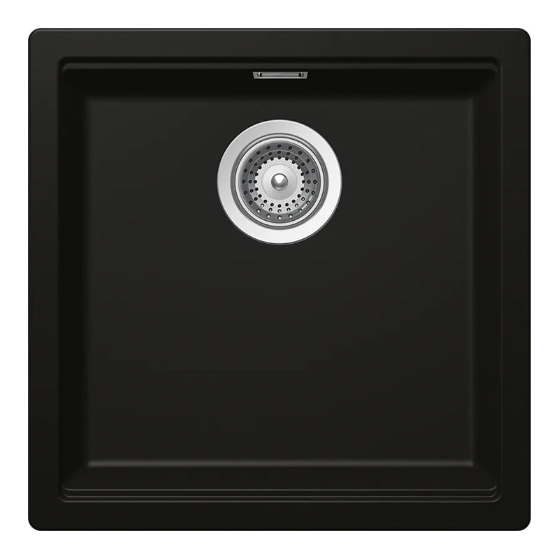 Chiuvetă bucătărie granit compozit Schock Kiruna N-100 Night 456x456 mm, montaj pe/sub blat, negru profund