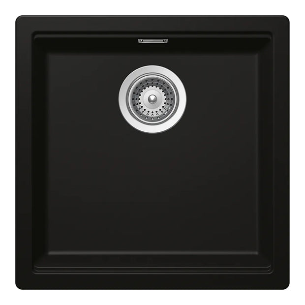 Chiuvetă bucătărie granit compozit Schock Kiruna N-100 Night 456x456 mm, montaj pe/sub blat, negru profund