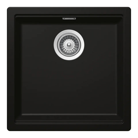 Chiuvetă bucătărie granit compozit Schock Kiruna N-100 Night 456x456 mm, montaj pe/sub blat, negru profund