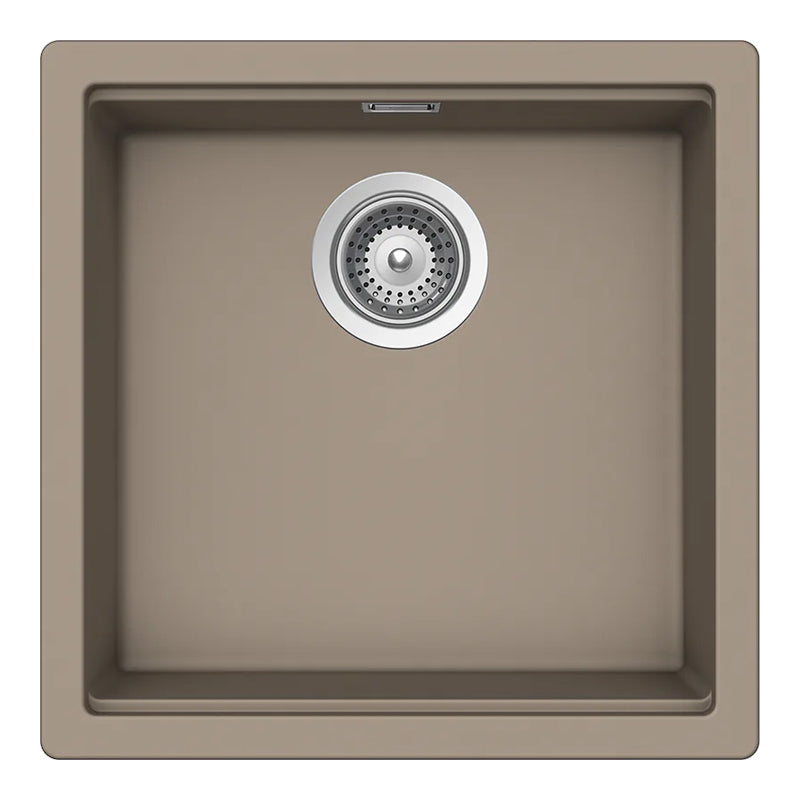 Chiuvetă bucătărie granit compozit Schock Kiruna N-100 Twilight 456x456 mm, montaj pe/sub blat, gri taupe