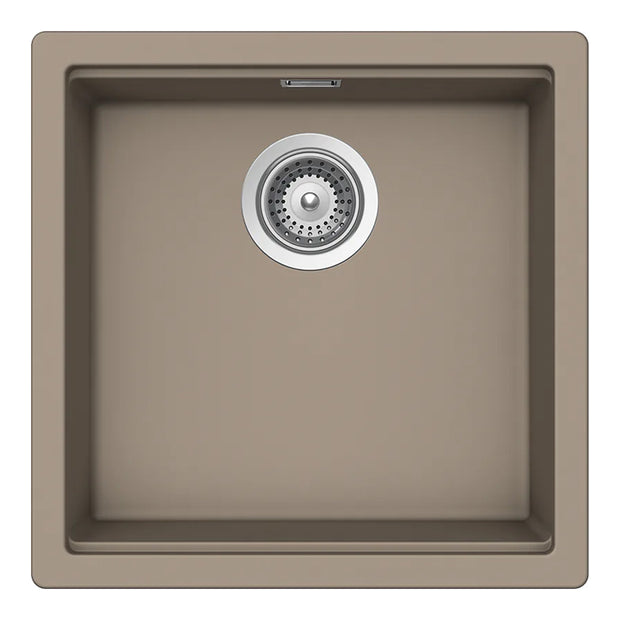 Chiuvetă bucătărie granit compozit Schock Kiruna N-100 Twilight 456x456 mm, montaj pe/sub blat, gri taupe