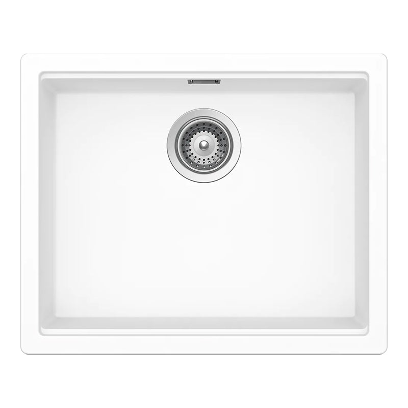 Chiuvetă bucătărie granit compozit Schock Kiruna N-100L Day 556x456 mm, montaj pe/sub blat, alb imaculat