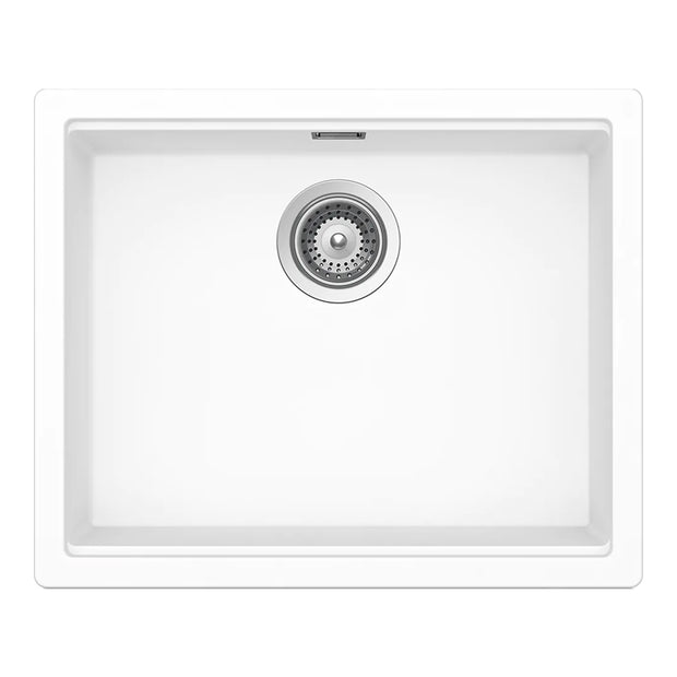 Chiuvetă bucătărie granit compozit Schock Kiruna N-100L Day 556x456 mm, montaj pe/sub blat, alb imaculat