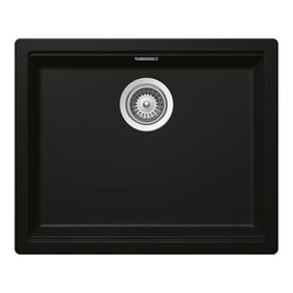 Chiuvetă bucătărie granit compozit Schock Kiruna N-100L Night 556x456 mm, montaj pe/sub blat, negru profund