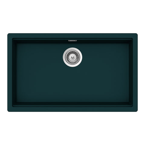Chiuvetă bucătărie Schock Kiruna N-100XL Cristadur Green Line Ivy 756 x 456 mm, compozit granit, montare pe/sub blat, verde închis intens