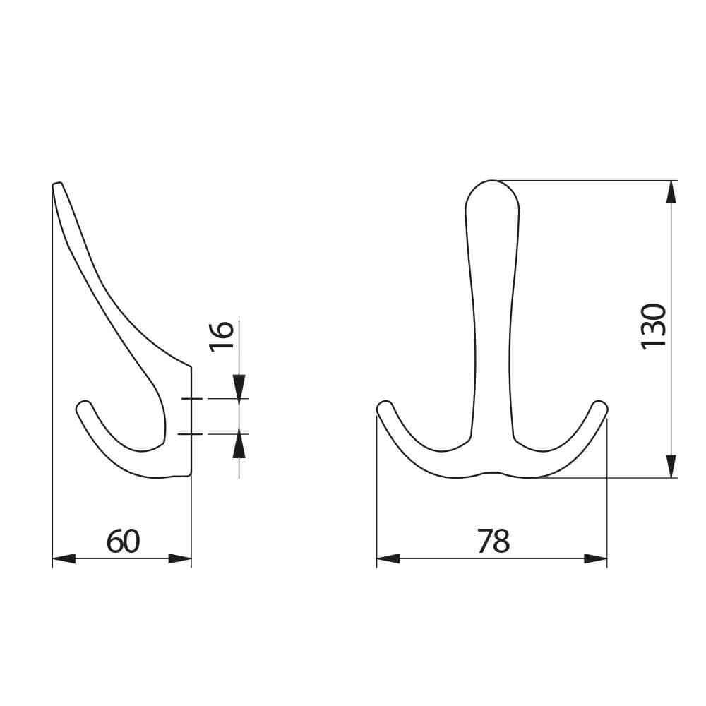 Agățătoare cuier CORDOBA 78x130 mm, negru mat