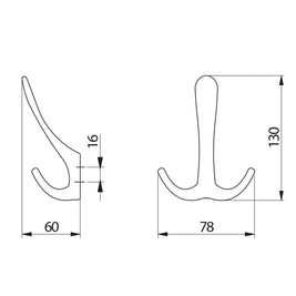 Agățătoare cuier CORDOBA 78x130 mm, negru mat