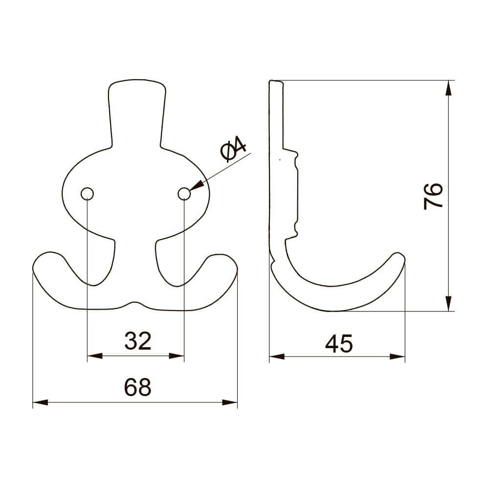 Agățătoare cuier CORUNA M 76x68 mm, negru mat