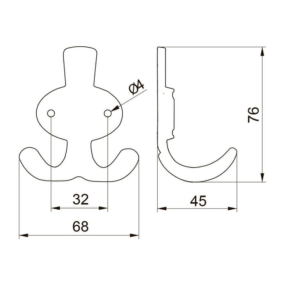 Agățătoare cuier CORUNA M 76x68 mm, negru mat