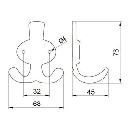 Agățătoare cuier CORUNA M 76x68 mm, negru mat