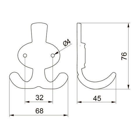 Agățătoare cuier CORUNA M 76x68 mm, negru mat