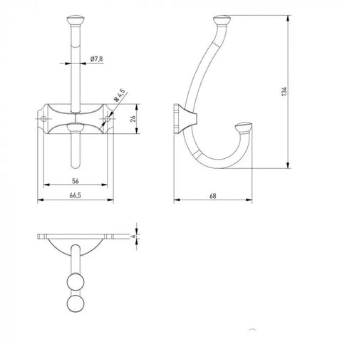 Agățătoare cuier CRAFT 134x66 mm, negru mat