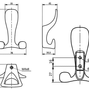 Agățătoare cuier TOLEDO Ao 78x104 mm, negru mat