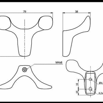 Agățătoare cuier TOLEDO Bo 79x58 mm, negru mat