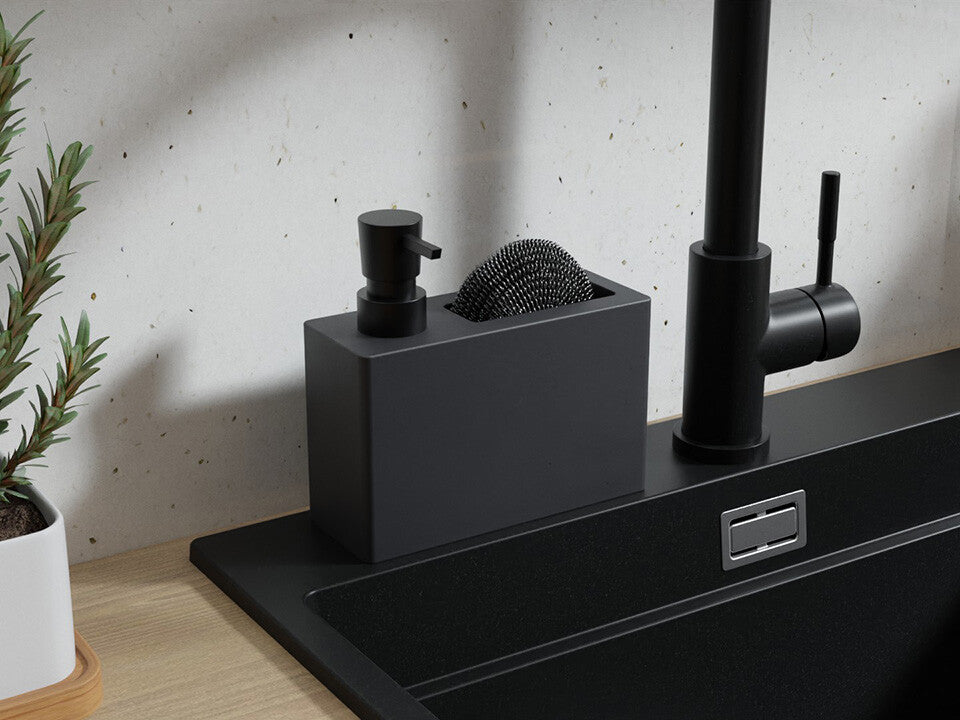 Dozator detergent vase cu spațiu pentru burete – dreptunghiular 375 ml