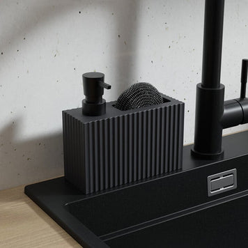 Dozator detergent vase cu spațiu pentru burete – dreptunghiular cu striații 375 ml