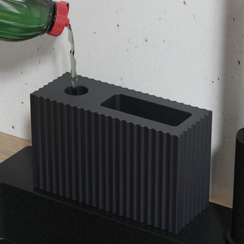 Dozator detergent vase cu spațiu pentru burete – dreptunghiular cu striații 375 ml