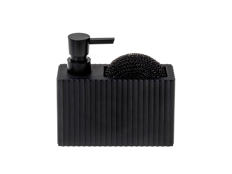 Dozator detergent vase cu spațiu pentru burete – dreptunghiular cu striații 375 ml