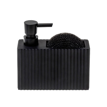 Dozator detergent vase cu spațiu pentru burete – dreptunghiular cu striații 375 ml