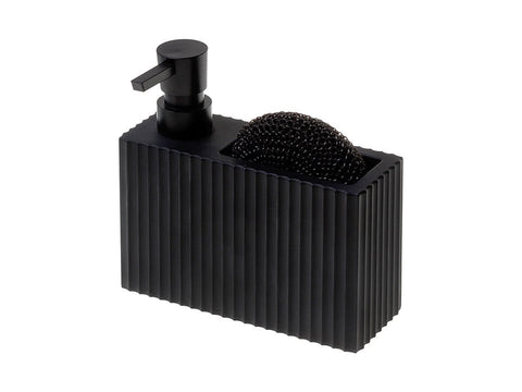 Dozator detergent vase cu spațiu pentru burete – dreptunghiular cu striații 375 ml