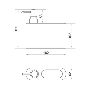 Dozator detergent vase cu spațiu pentru burete – oval 375 ml