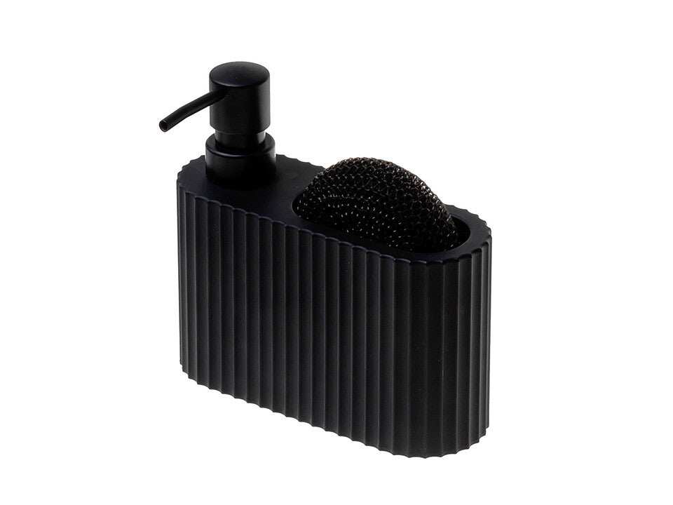 Dozator detergent vase cu spațiu pentru burete – oval cu striații 375 ml