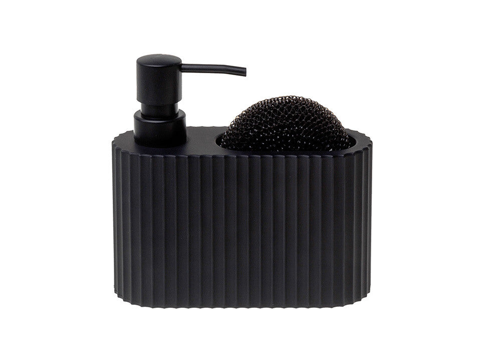 Dozator detergent vase cu spațiu pentru burete – oval cu striații 375 ml