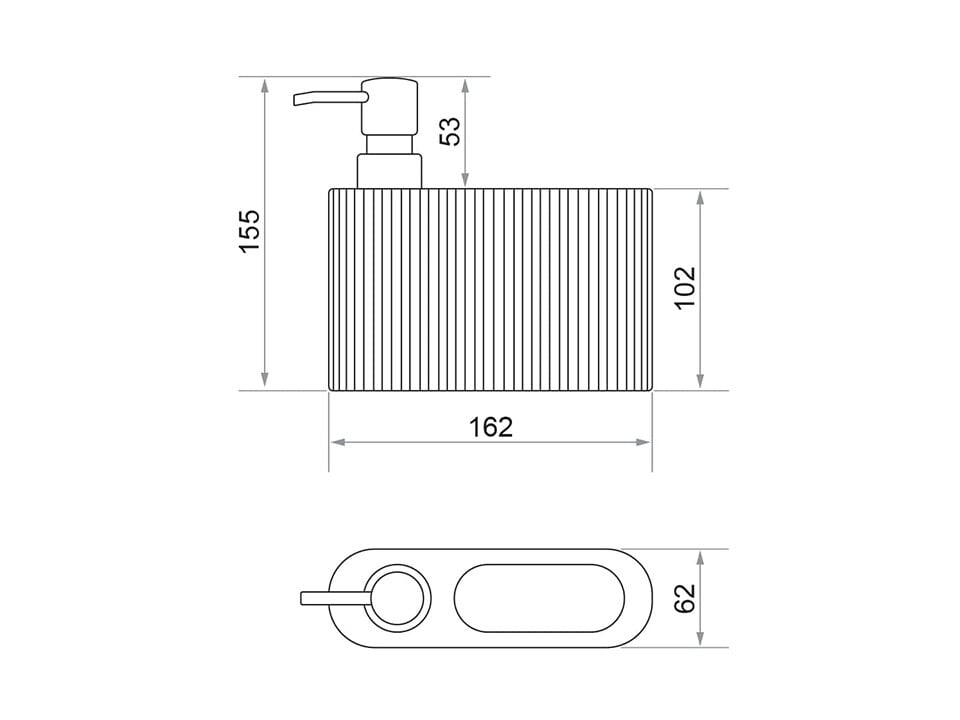 Dozator detergent vase cu spațiu pentru burete – oval cu striații 375 ml