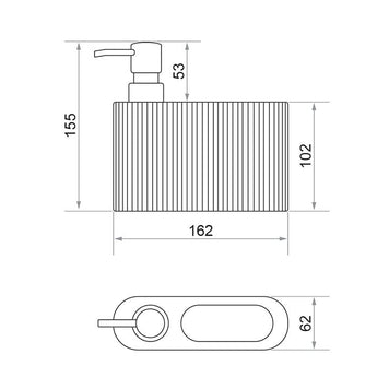 Dozator detergent vase cu spațiu pentru burete – oval cu striații 375 ml