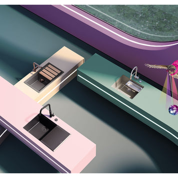 Chiuvetă bucătărie granit compozit Schock Kiruna N-100L Dusk 556x456 mm, montaj pe/sub blat, gri închis mat