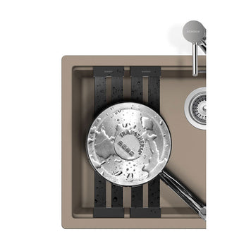 Chiuvetă bucătărie granit compozit Schock Kiruna N-100L Night 556x456 mm, montaj pe/sub blat, negru profund