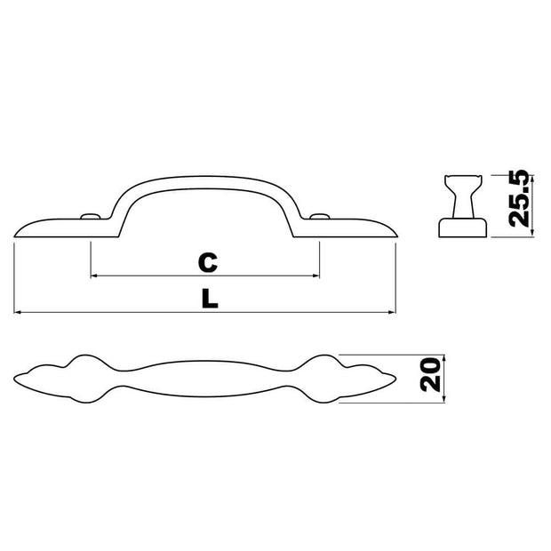 Mâner mobilă AREZO – alamă antichizată