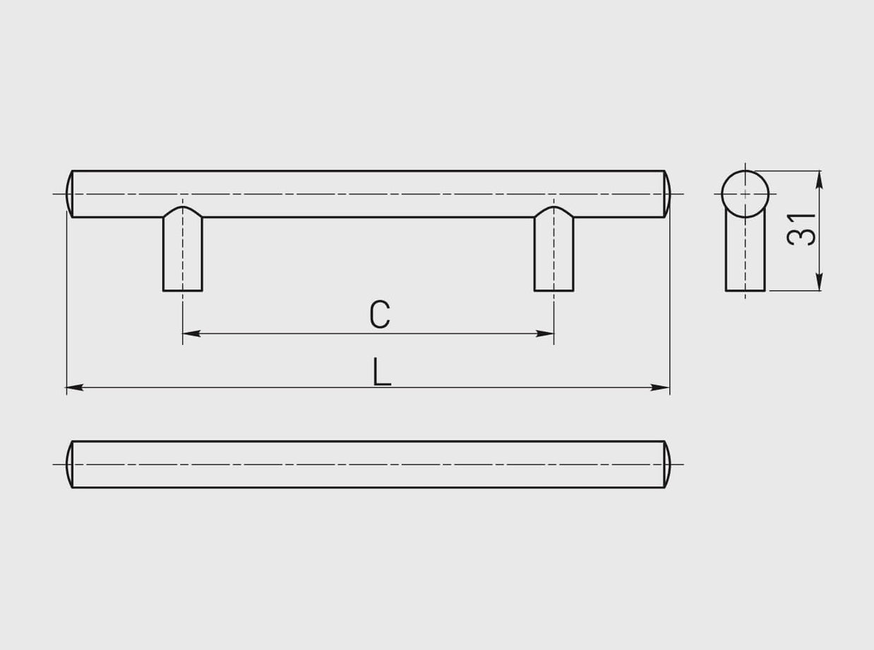 Mâner mobilă, cupru antic, bară plină