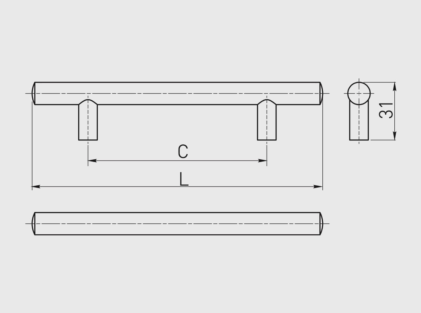 Mâner mobilă, cupru antic, bară plină
