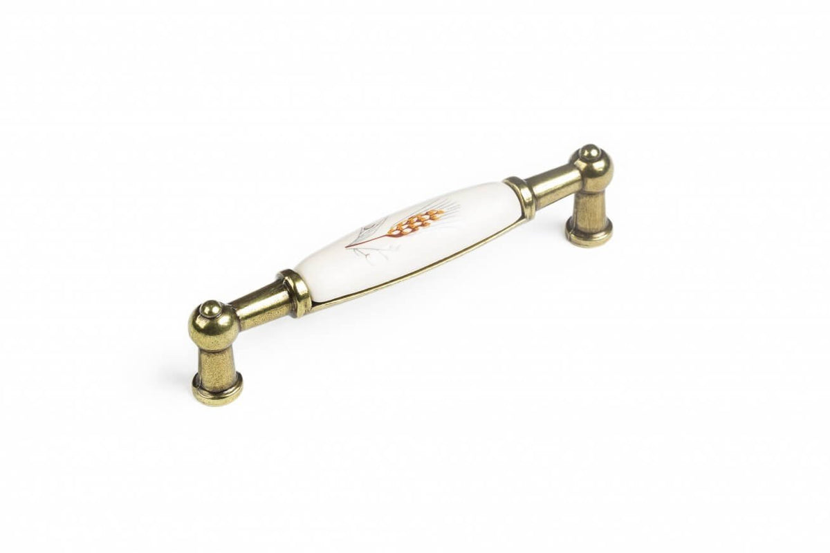 Mâner mobilă bucătărie COUNTRY – 96 mm, porțelan, alamă antichizată