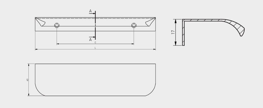 Mâner mobilă HEXA LONG 1200 mm, negru mat