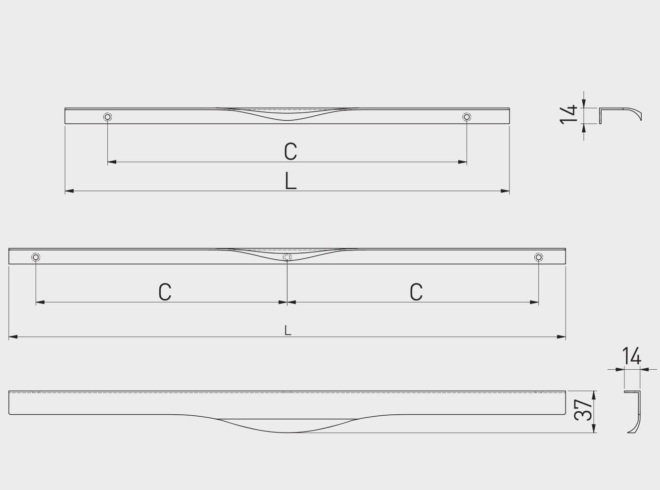 Mâner mobilă PICADO – aluminiu