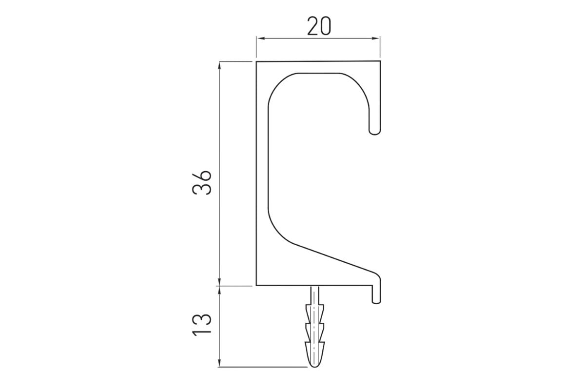 Mâner profil C 3.5 m, inox