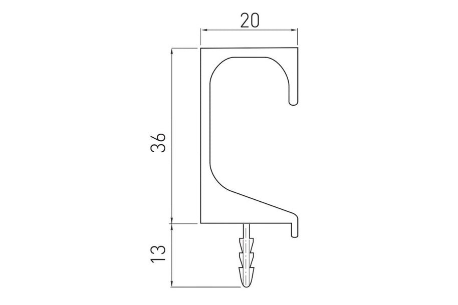 Mâner profil C 3.5 m, inox