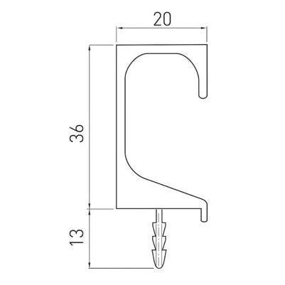 Mâner profil C 3.5 m, inox